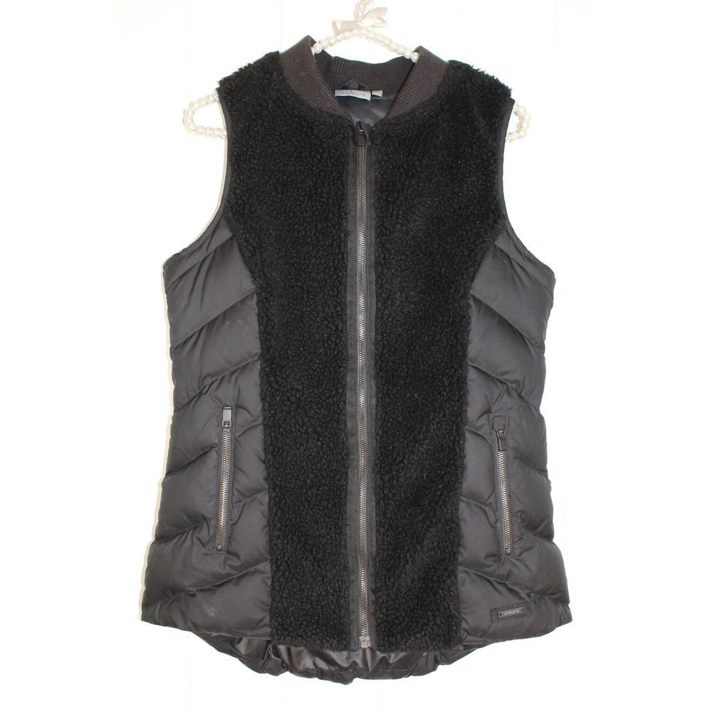 Athleta‎ Responsible Down Tundra Faux Fur Vest in Black Size Small